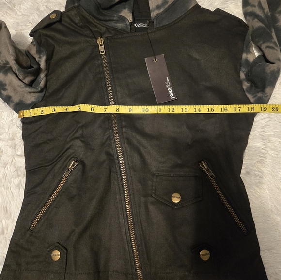 NWT PIECES MOTORCYCLE JACKET SMOKE DYE SIZE M COLOR BLACK - Picture 8 of 16